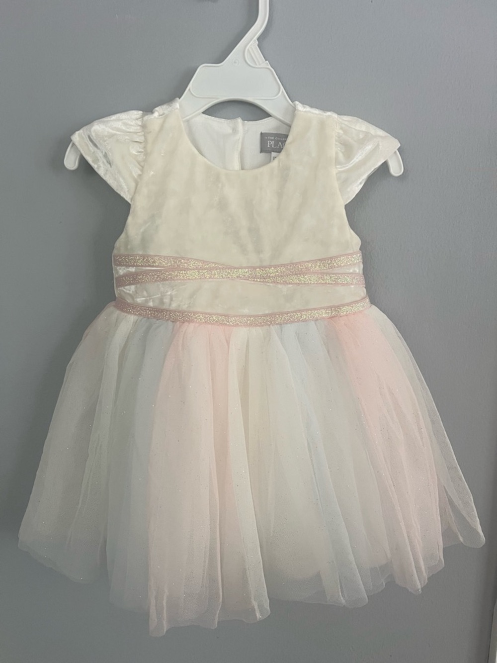 The Children's Place Cream dress with tulle overlay